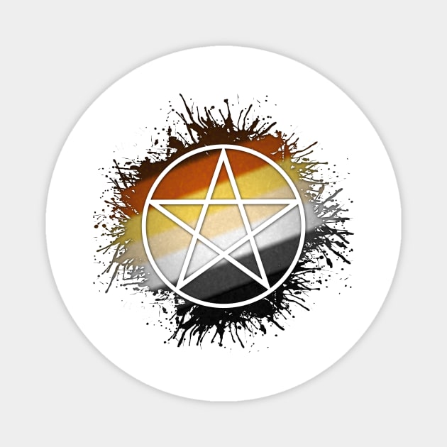 Paint Splatter Gay Bear Pride Flag Pentacle Symbol Magnet by LiveLoudGraphics